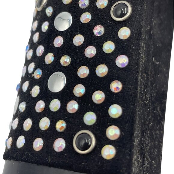 Madden Womens Black Rhinestone Studded Glitzy Black Block Heeled Sandals Size 8 - Picture 16 of 16